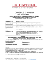 conseil d'entretien coussin qualité tissu plat