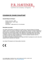 fiche technique coussin chaise chauffant