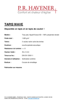 fiche technique tapis d'église Wave