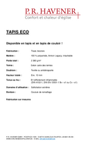 fiche technique tapis d'église Eco