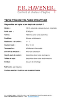 fiche technique tapis d'église velours structuré